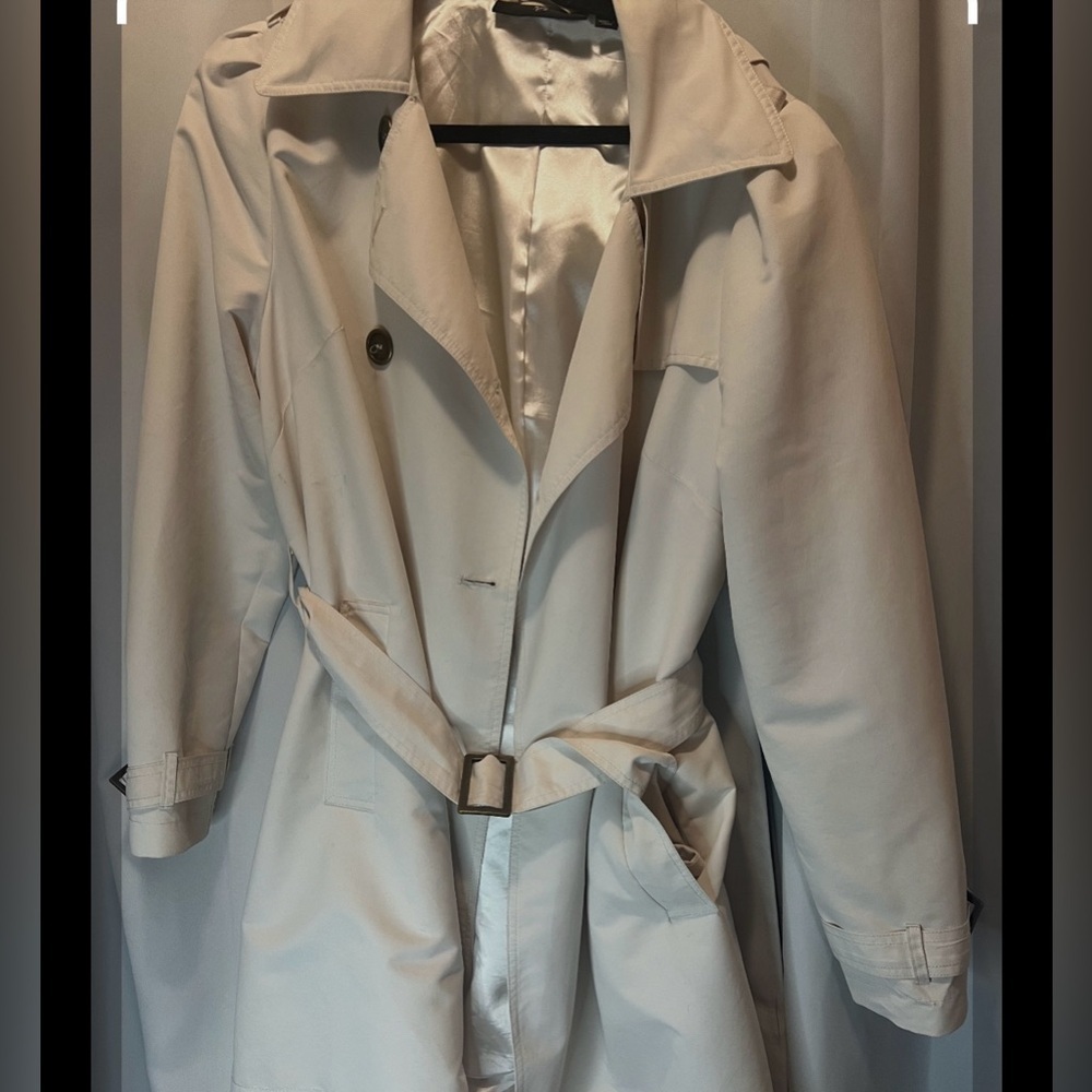 Rachel Zoe Cream Trench Coat with Belt and Wide Collar XL - Picture 4 of 9